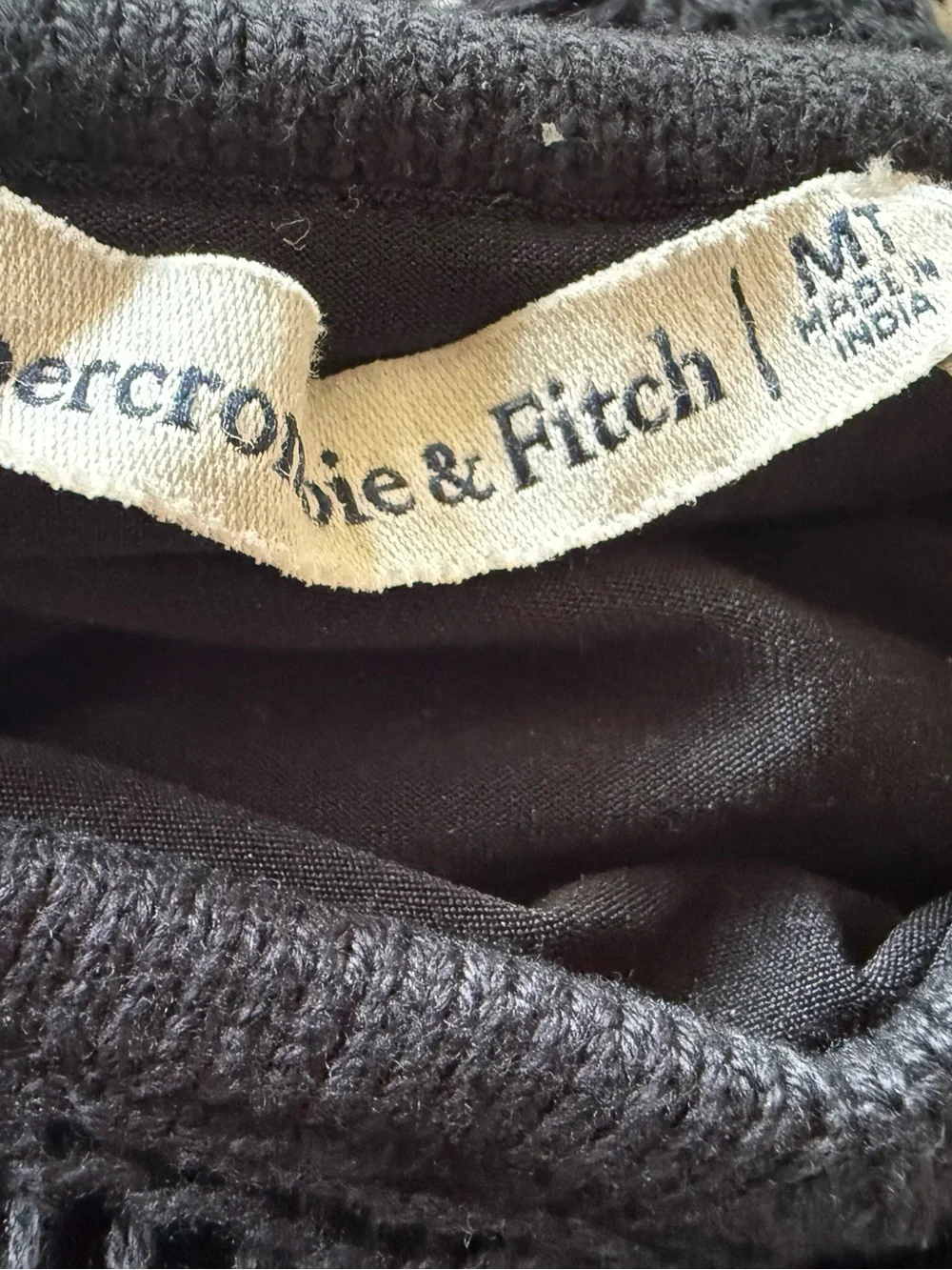 Abercrombie & Fitch Crochet Style Maxi Dress sz Medium Tall Black White